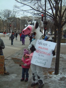 Cows Join Protest in Support of Workers at WI State Capitol 3/5/11